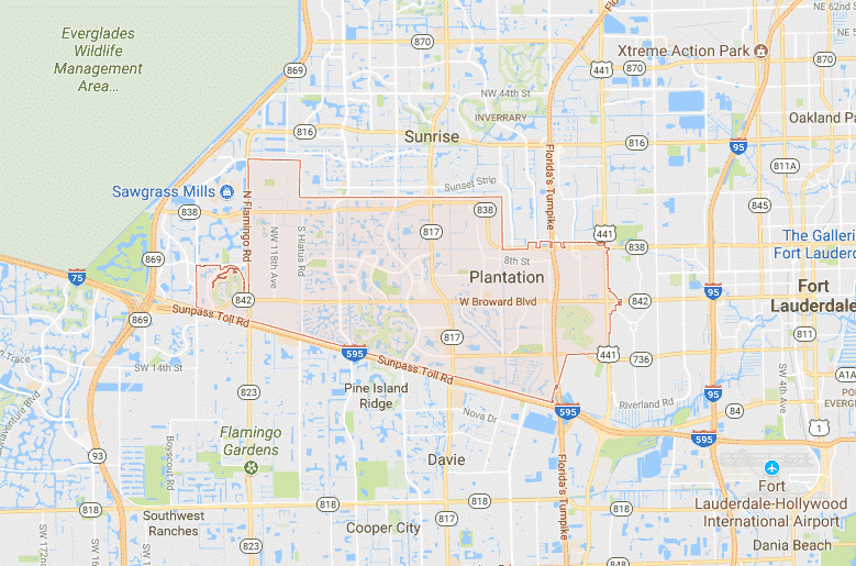 Plantation, FL Map